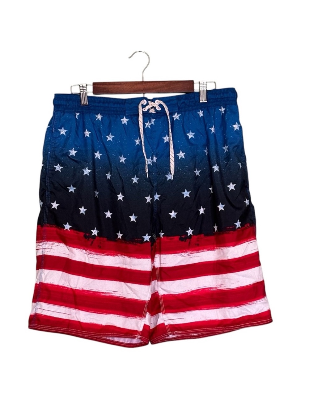 Pacific Scene American Flag Board Swim Shorts Size L